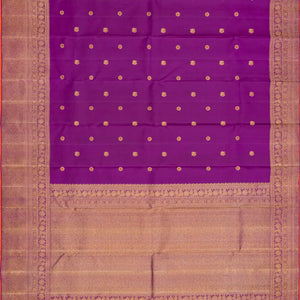 Purple Handloom Kanchipuram Silk Saree With Annam Buttas-Purple