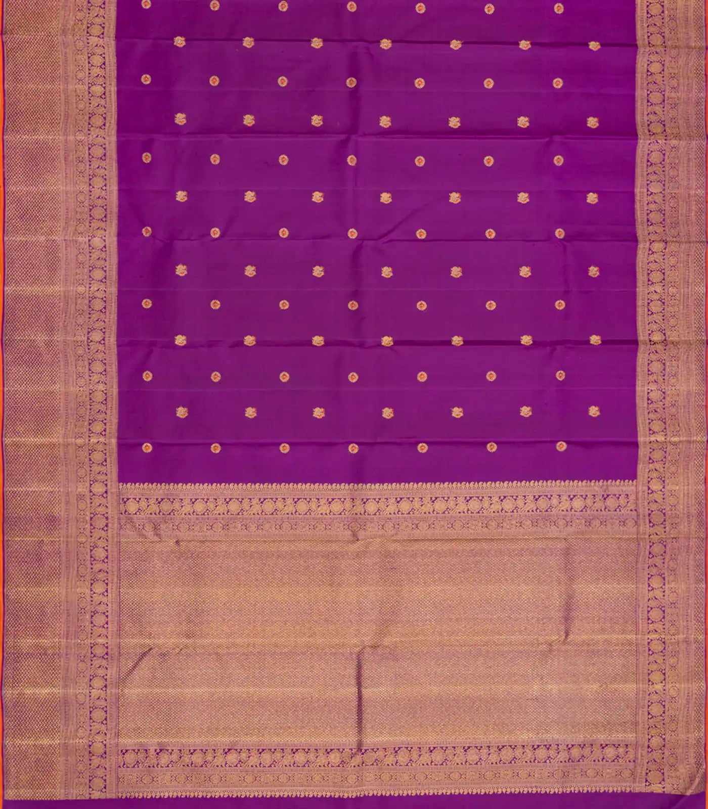 Purple Handloom Kanchipuram Silk Saree With Annam Buttas-Purple