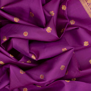 Purple Handloom Kanchipuram Silk Saree With Annam Buttas-Purple