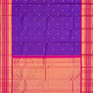 Purple Handloom Kanchipuram Korvai Silk Saree With Kamalam Buttas-Purple