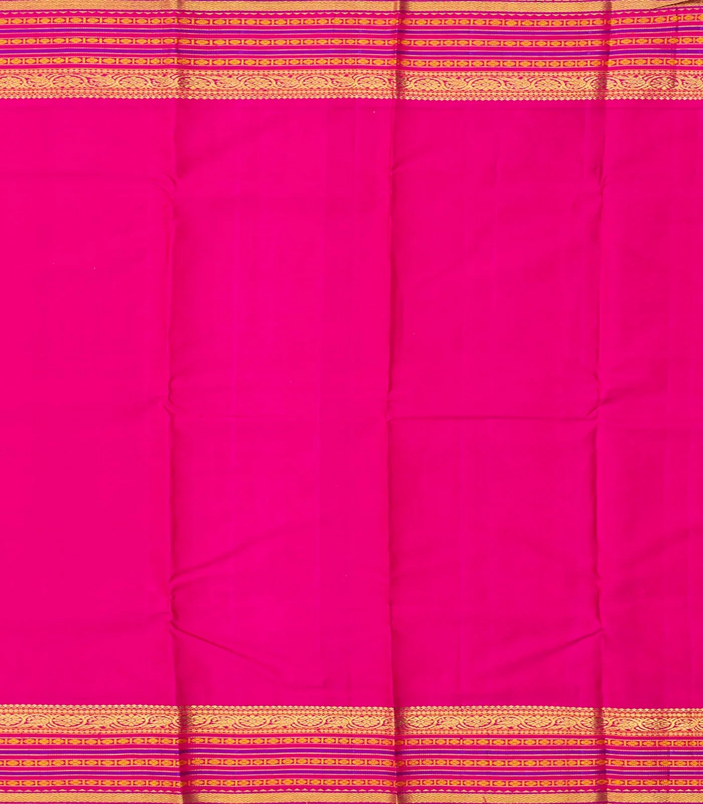 Purple Handloom Kanchipuram Korvai Silk Saree With Kamalam Buttas-Purple
