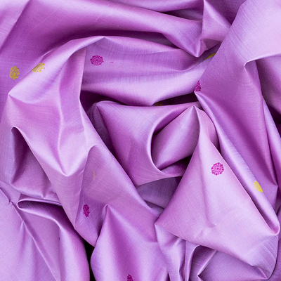 Lavender Handloom Kanchipuram Korvai Silk Saree With Buttas-Lavander