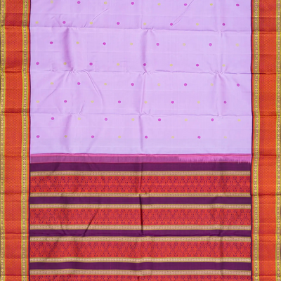 Lavender Handloom Kanchipuram Korvai Silk Saree With Buttas-Lavander