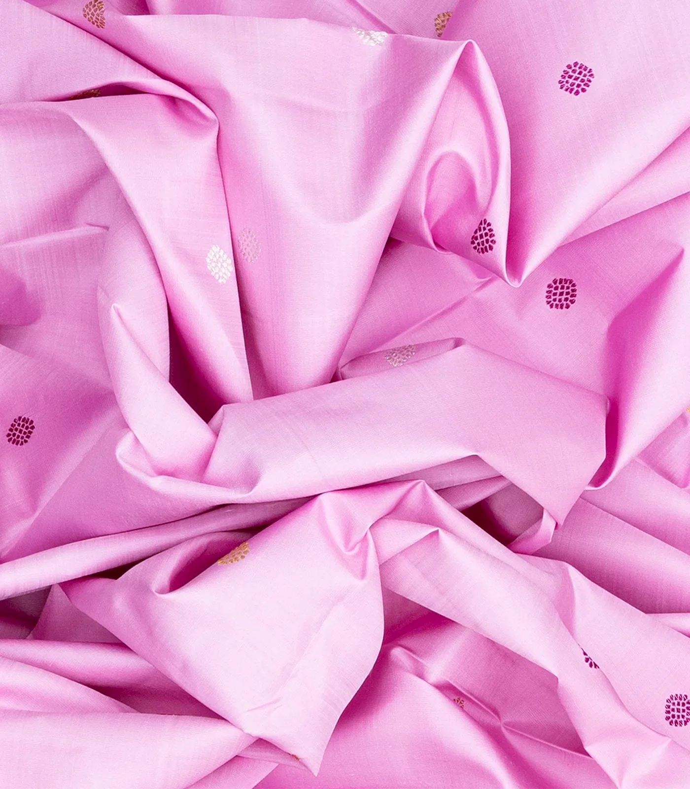 Lavender Handloom Kanchipuram Korvai Silk Saree With Kamalam Buttas-Lavander