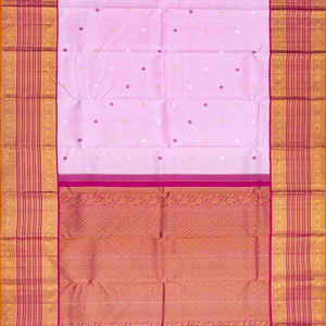 Lavender Handloom Kanchipuram Korvai Silk Saree With Kamalam Buttas-Lavander
