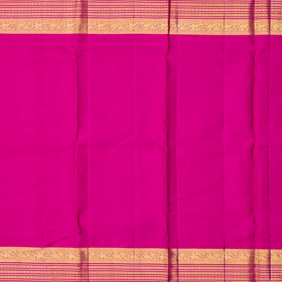 Lavender Handloom Kanchipuram Korvai Silk Saree With Kamalam Buttas-Lavander