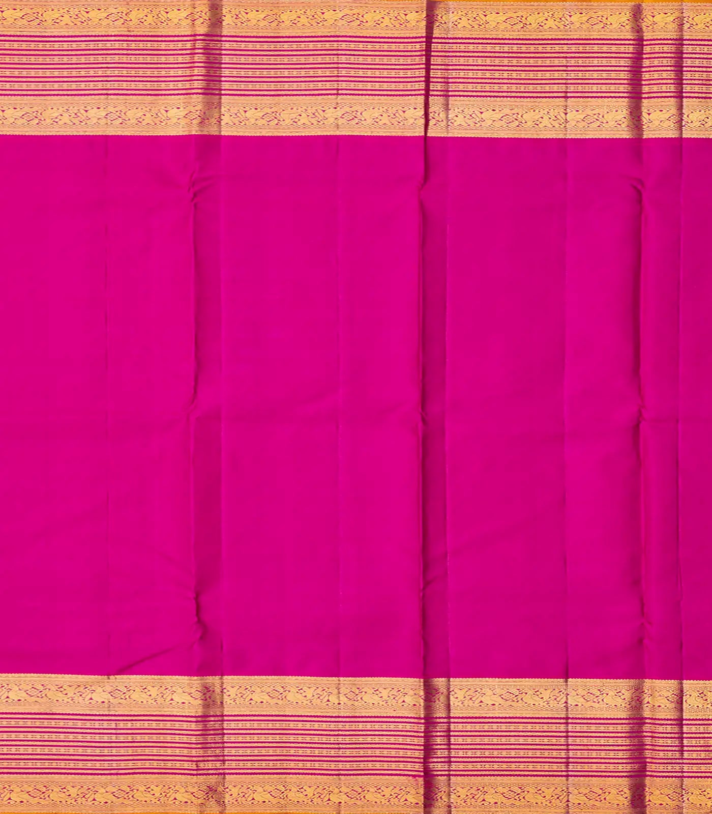 Lavender Handloom Kanchipuram Korvai Silk Saree With Kamalam Buttas-Lavander