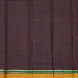 Orange Handloom Kanchipuram Korvai Silk Saree With Checks & Buttas-Orange
