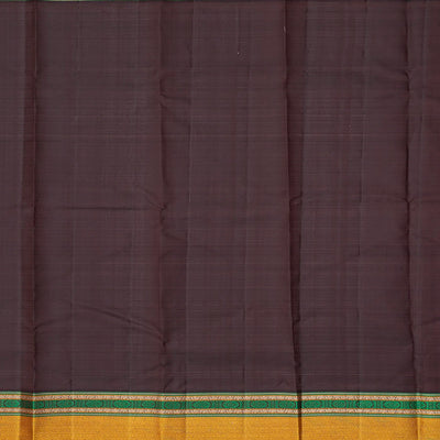 Orange Handloom Kanchipuram Korvai Silk Saree With Checks & Buttas-Orange