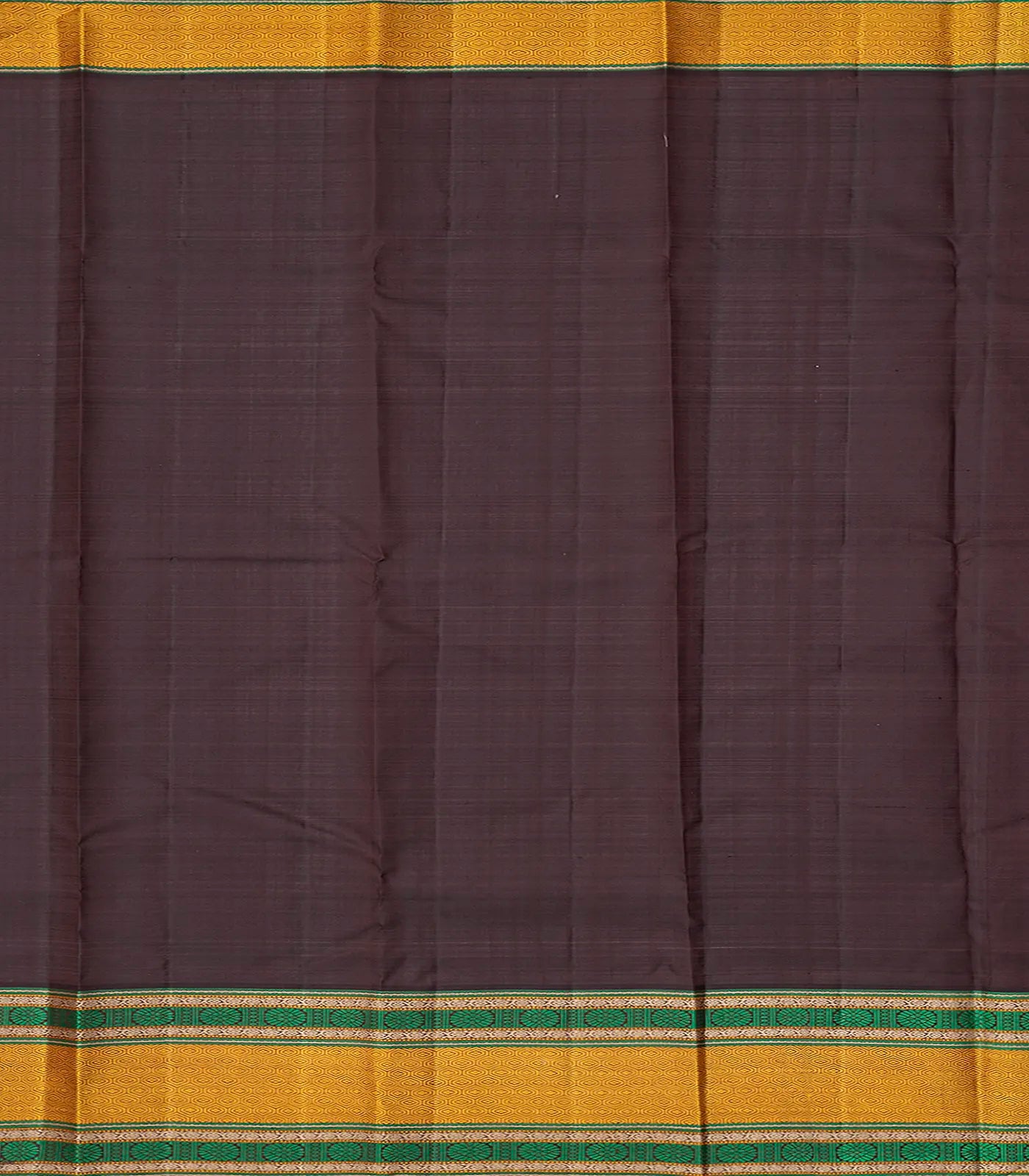 Orange Handloom Kanchipuram Korvai Silk Saree With Checks & Buttas-Orange