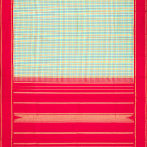 Multi Colour Handloom Kanchipuram Korvai Silk Saree With Checks-Multi colour