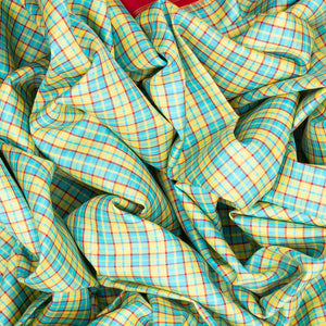 Multi Colour Handloom Kanchipuram Korvai Silk Saree With Checks-Multi colour