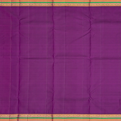 Lavender Handloom Kanchipuram Korvai Silk Saree With Contrast Border-Lavander