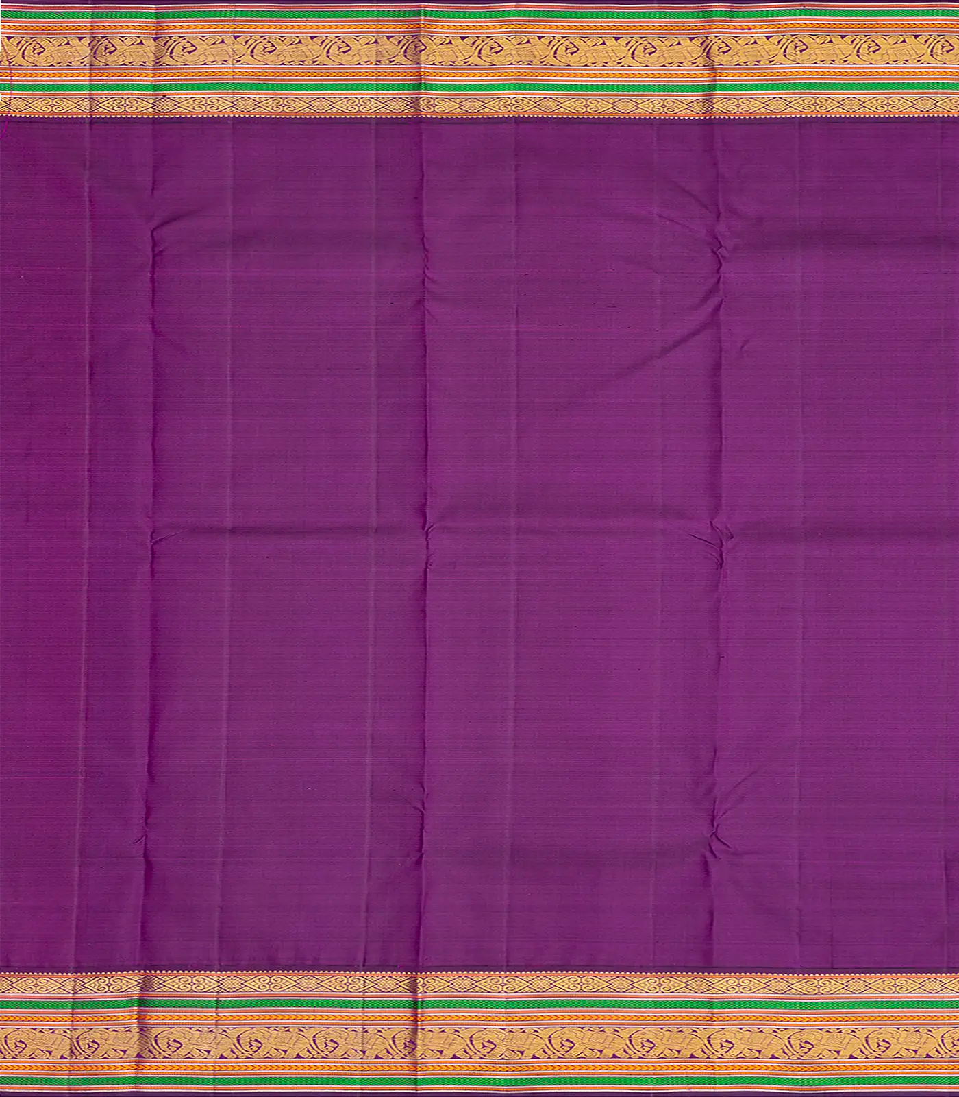Lavender Handloom Kanchipuram Korvai Silk Saree With Contrast Border-Lavander
