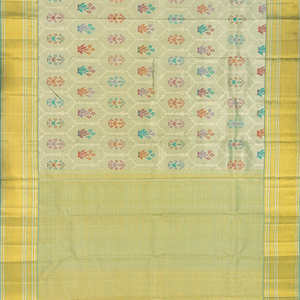 Light Blue Handloom Kanchipuram Tissue Silk Saree With Meena Floral Motifs-Light Blue