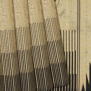 Black Handloom Kanchipuram Silk Saree With Combtooth Border-Black