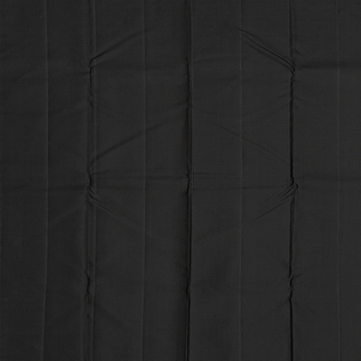 Black Handloom Kanchipuram Silk Saree With Combtooth Border-Black