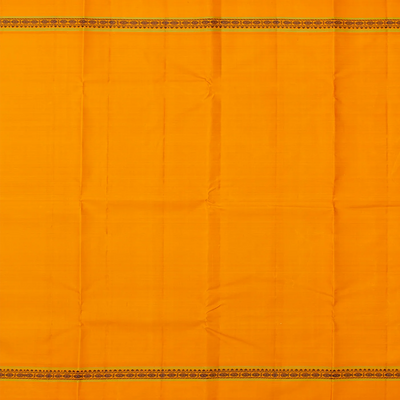 Off White Handloom Kanchipuram Korvai Silk Saree With Mustard Border-Off White