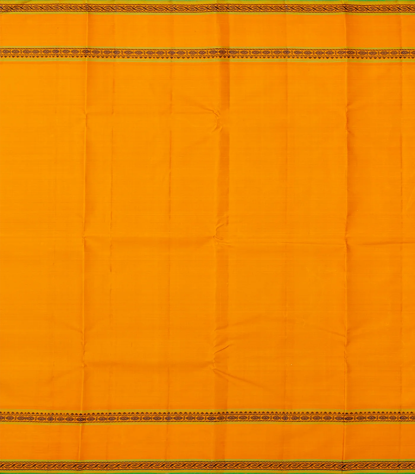 Off White Handloom Kanchipuram Korvai Silk Saree With Mustard Border-Off White