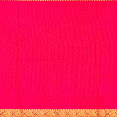 Hot Pink Handloom Kanchipuram Silk Saree With Floral Motifs-Hot Pink