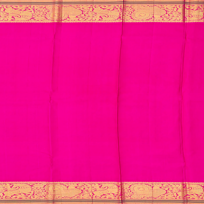 Light Green Handloom Kanchipuram Silk Saree With Floral Motifs-Light Green