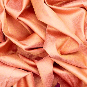 Light Peach Handloom Kanchipuram Korvai Silk Saree With Vanasingaram Motifs-Light Peach
