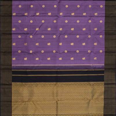 Lilac Handloom Kanchipuram Silk Saree With Annam Buttas-Lilac