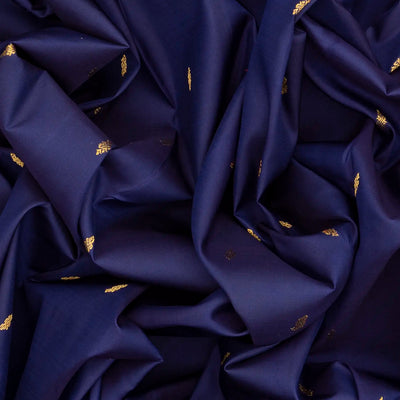 Midnight Blue Handloom Kanchipuram Korvai Silk Saree With Contrast Pink Border-Midnight Blue