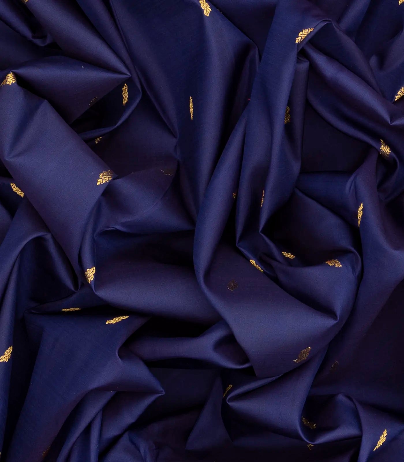 Midnight Blue Handloom Kanchipuram Korvai Silk Saree With Contrast Pink Border-Midnight Blue