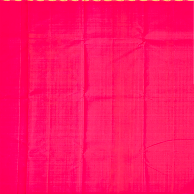 Midnight Blue Handloom Kanchipuram Korvai Silk Saree With Contrast Pink Border-Midnight Blue