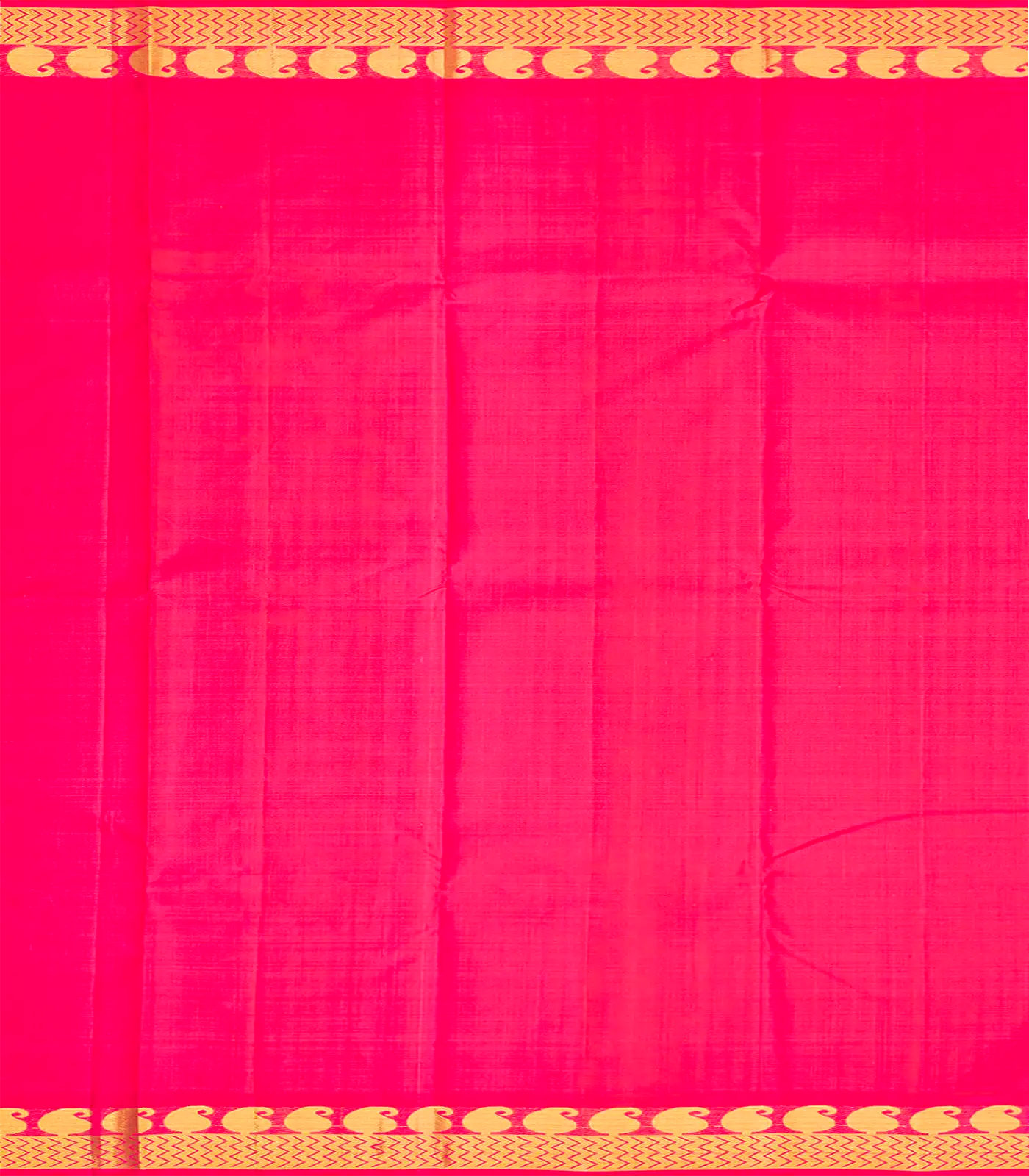 Midnight Blue Handloom Kanchipuram Korvai Silk Saree With Contrast Pink Border-Midnight Blue