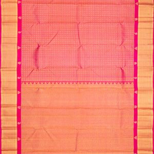 Pink Handloom Kanchipuram Silk Saree With Rudraksham Motifs-Pink