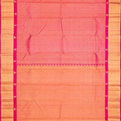 Pink Handloom Kanchipuram Silk Saree With Rudraksham Motifs-Pink