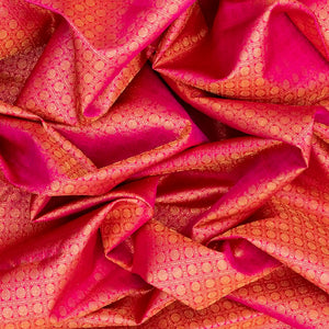 Pink Handloom Kanchipuram Silk Saree With Rudraksham Motifs-Pink