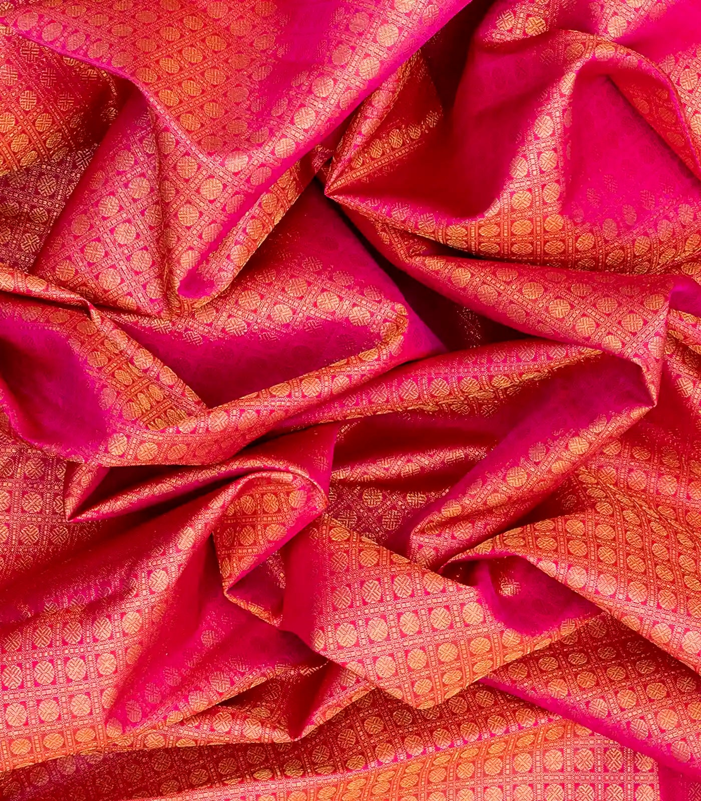 Pink Handloom Kanchipuram Silk Saree With Rudraksham Motifs-Pink