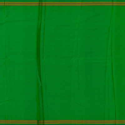 Leafy Green Handloom Kanchipuram Silk Saree With Elephant Motifs-Leaf Green
