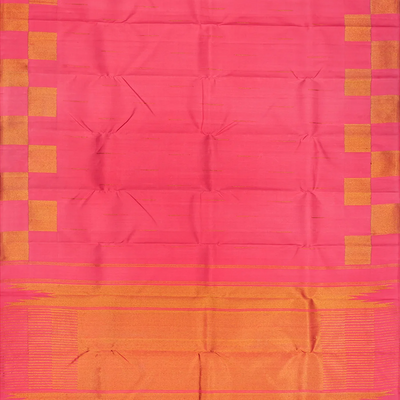 Dark Peach Handloom Kanchipuram Silk Saree With Raindrop Buttas-Dark Peach