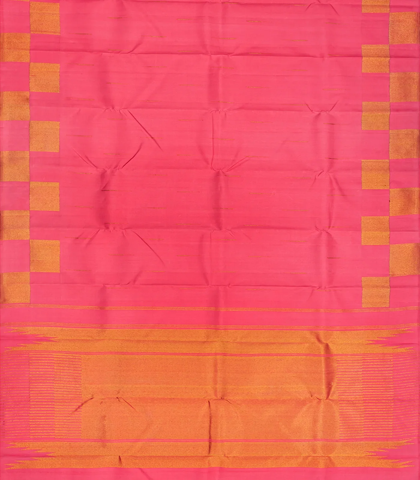 Dark Peach Handloom Kanchipuram Silk Saree With Raindrop Buttas-Dark Peach