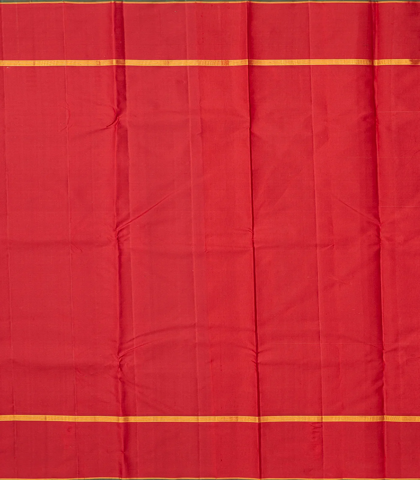 Cream Handloom Kanchipuram Korvai Silk Saree With Stripes-Cream