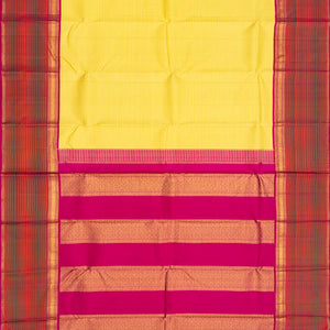 Yellow Handloom Kanchipuram Korvai Silk Saree With Stripes-Yellow