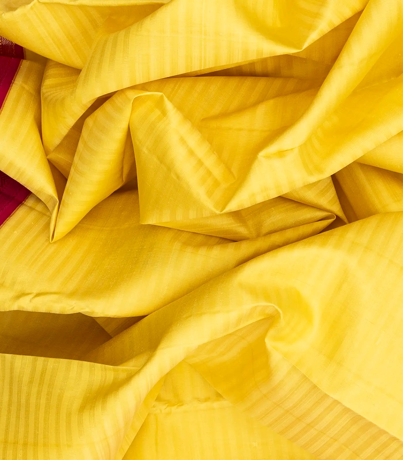 Yellow Handloom Kanchipuram Korvai Silk Saree With Stripes-Yellow