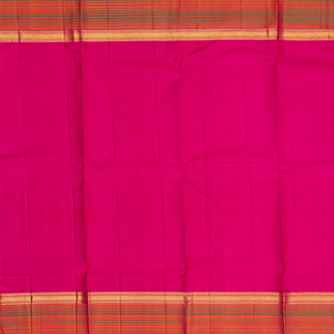 Yellow Handloom Kanchipuram Korvai Silk Saree With Stripes-Yellow