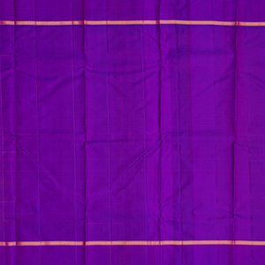 Yellow Handloom Kanchipuram Korvai Silk Saree With Purple Border-Yellow