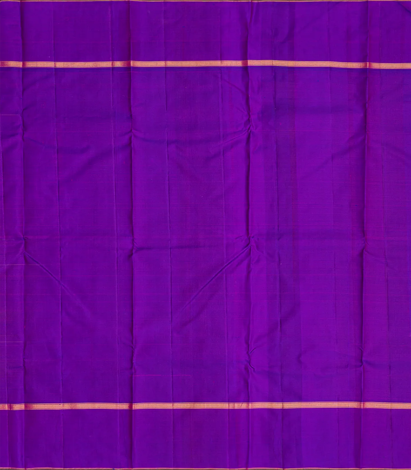 Yellow Handloom Kanchipuram Korvai Silk Saree With Purple Border-Yellow