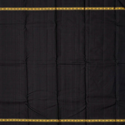 Yellow Handloom Kanchipuram Korvai Silk Saree With Black Border-Yellow