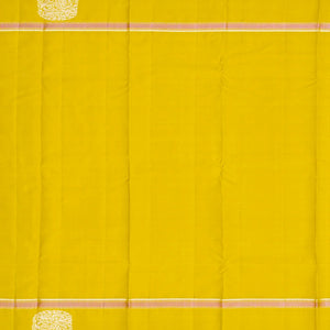 Mustard Handloom Kanchipuram Silk Saree With Veldari Stripes-Mustard