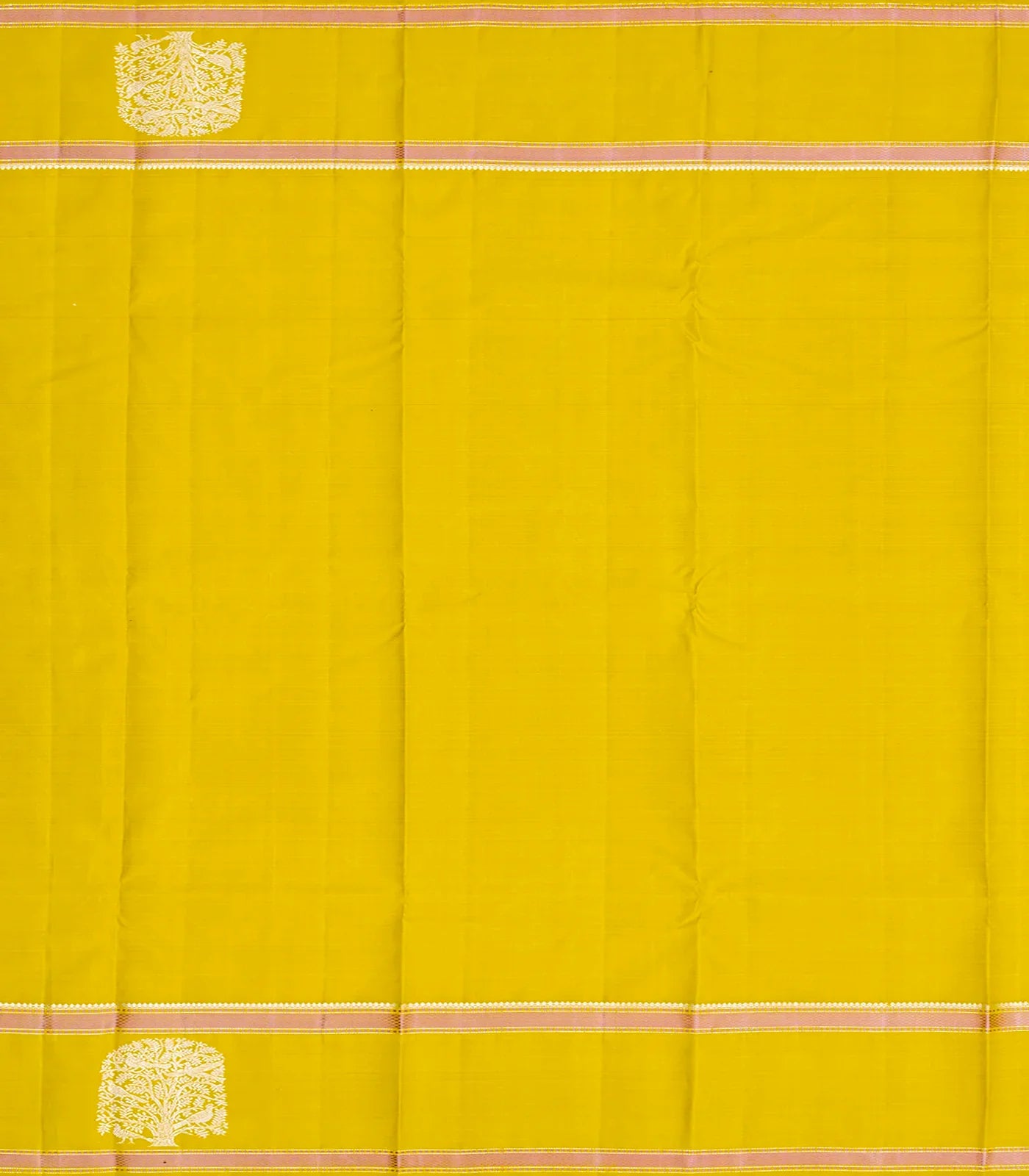 Mustard Handloom Kanchipuram Silk Saree With Veldari Stripes-Mustard