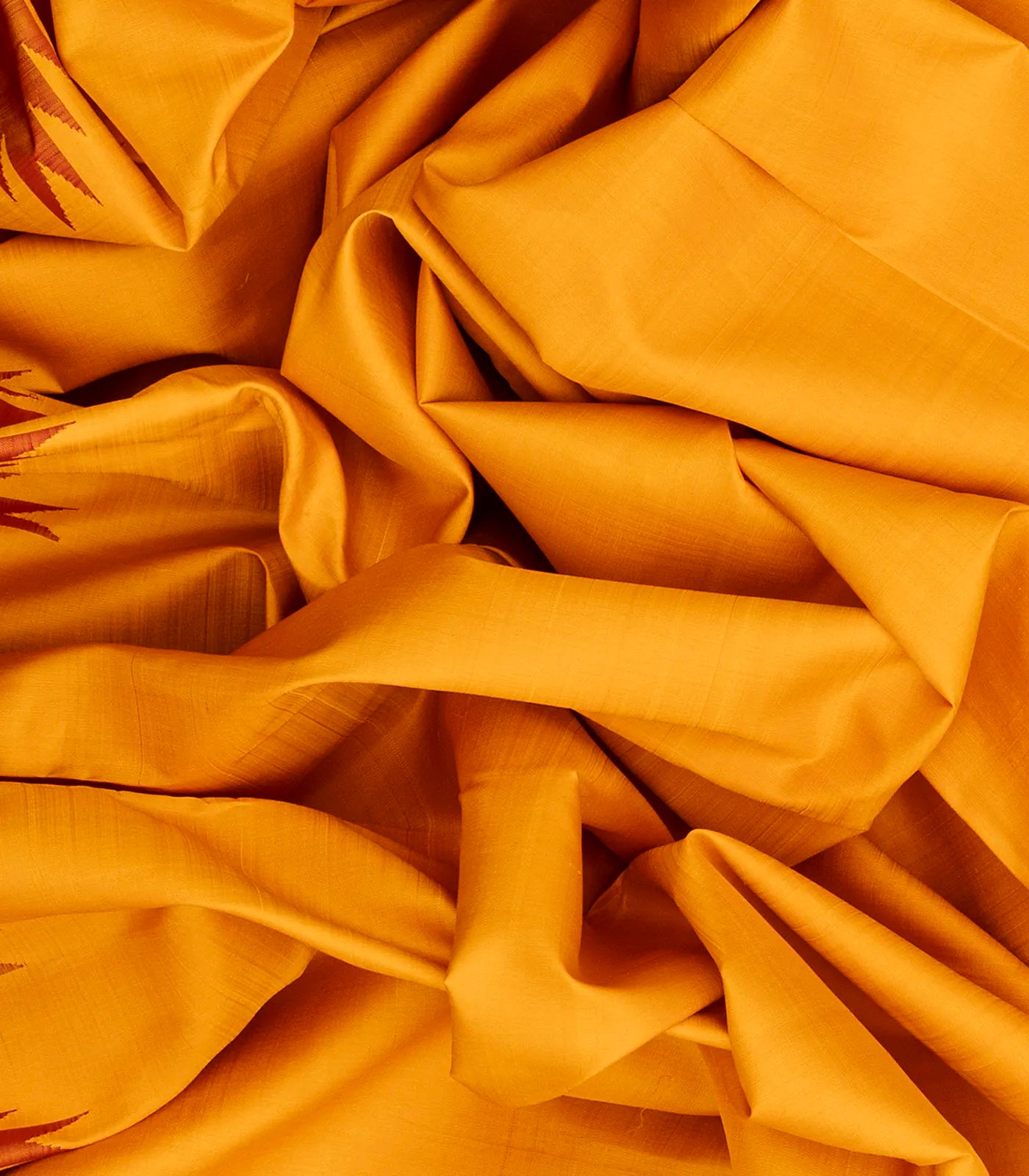 Mango Yellow Handloom Kanchipuram Korvai Silk Saree With Temple Border-Mango Yellow