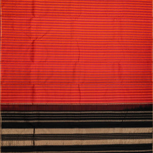 Crimson Handloom Kanchipuram Silk Saree With Checks-Crimson