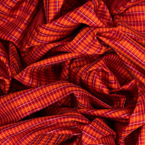 Crimson Handloom Kanchipuram Silk Saree With Checks-Crimson